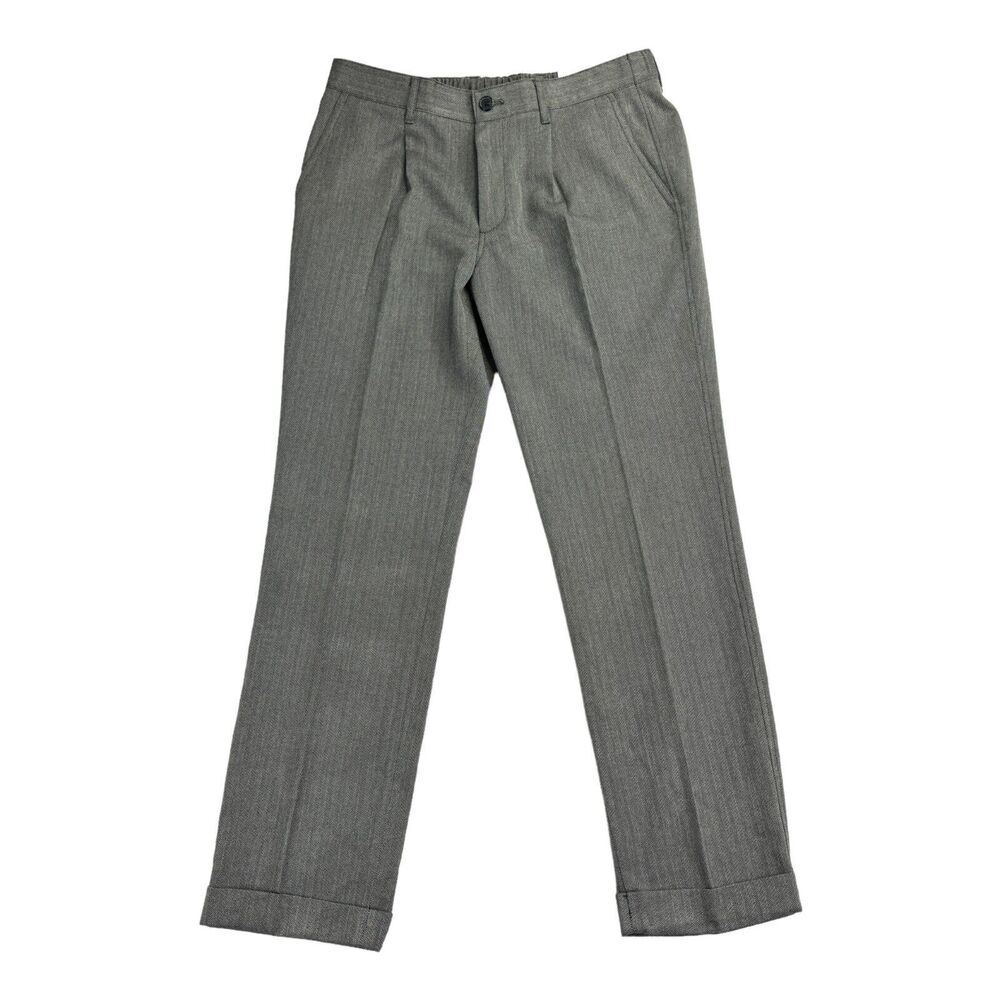 INC Mens Classic Fit Herringbone Pleated Suit Pants Black Gray M